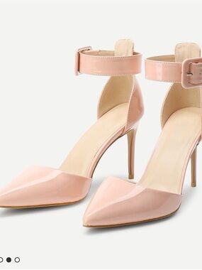 NWOT SHEIN Blush Patent Pointed-Toe Ankle-Strap Stiletto Pumps